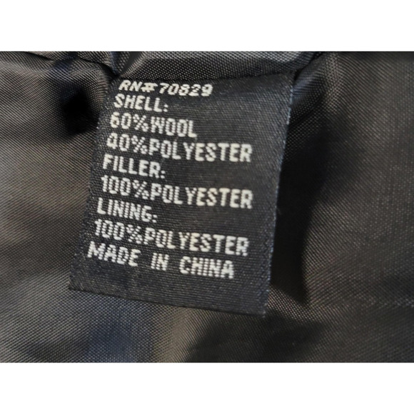 Carbon Coat Mens XL Charcoal Gray Wool Blend Car Coat Button Front Lined Pockets - Picture 9 of 11